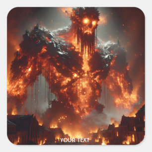 Fantasy Cute Fire Elemental Flames Square Sticker