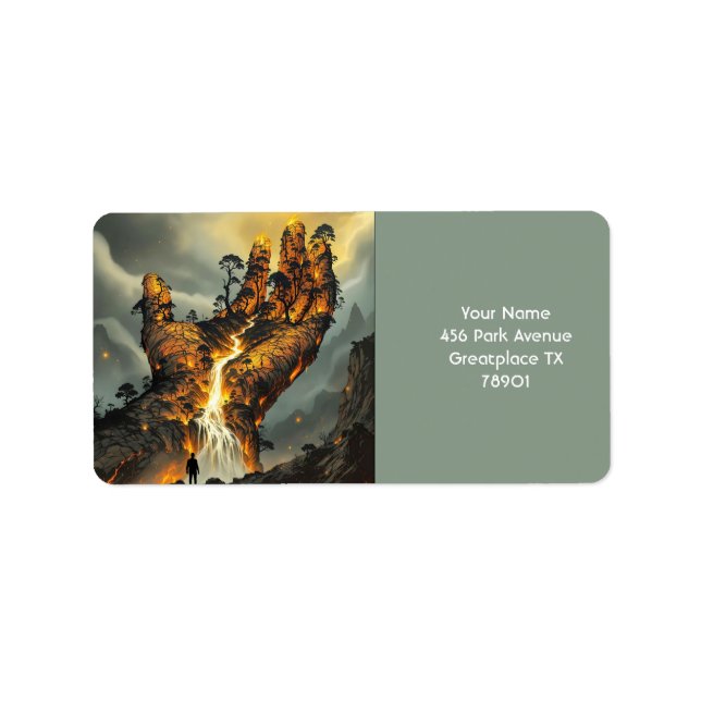 Fantasy Cute Fire Lava Hand Label (Front)