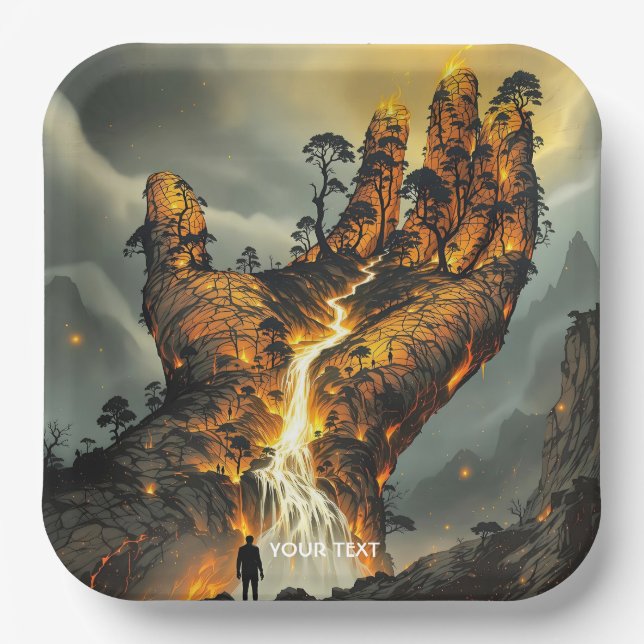 Fantasy Cute Fire Lava Hand Paper Plate (Front)