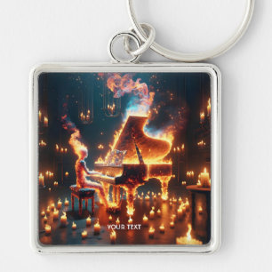 Fantasy Cute Fire Piano Girl Key Ring
