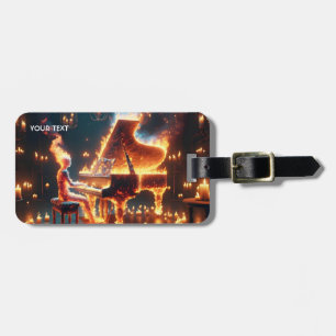 Fantasy Cute Fire Piano Girl Luggage Tag