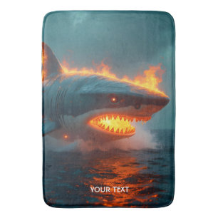 Fantasy Cute Fire Shark Sea Bath Mat