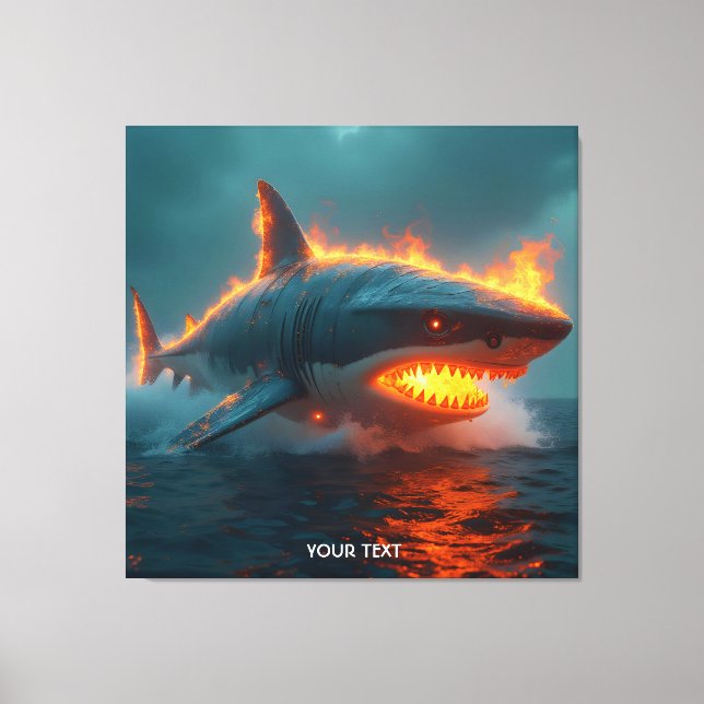 Fantasy Cute Fire Shark Sea Canvas Print (Front)