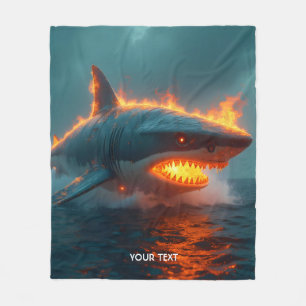 Fantasy Cute Fire Shark Sea Fleece Blanket