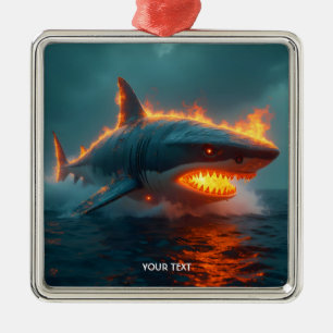 Fantasy Cute Fire Shark Sea Metal Tree Decoration