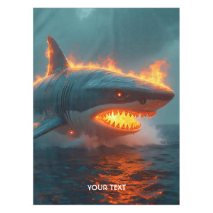 Fantasy Cute Fire Shark Sea Tablecloth
