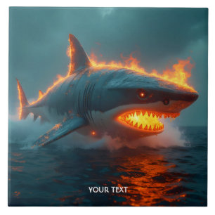 Fantasy Cute Fire Shark Sea Tile