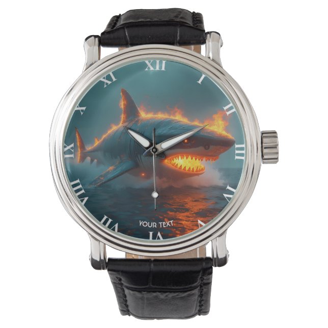 Fantasy Cute Fire Shark Sea Watch (Front)