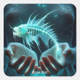 Fantasy Cute Fish Hands Sea Square Sticker