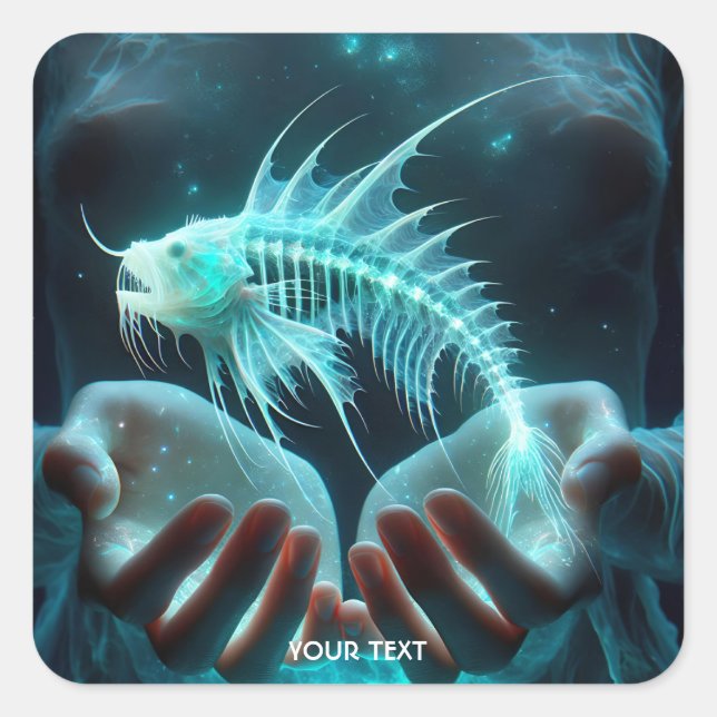 Fantasy Cute Fish Hands Sea Square Sticker (Front)