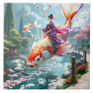 Fantasy Cute Fish Japanese Girl Tile