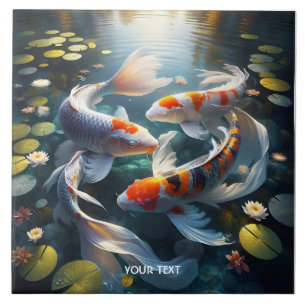 Fantasy Cute Fish Lake Flowers Tile