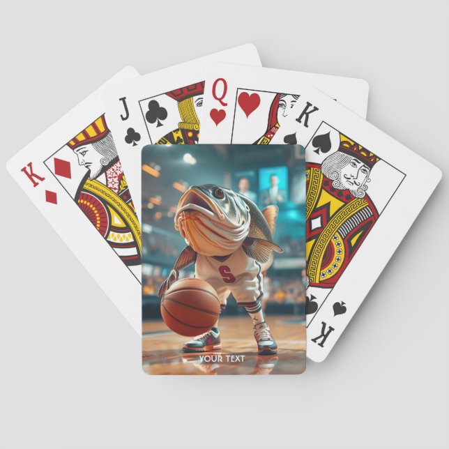 Fantasy Cute Fish Playing Basketball Cards (Back)