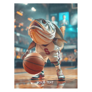 Fantasy Cute Fish Playing Basketball Tablecloth