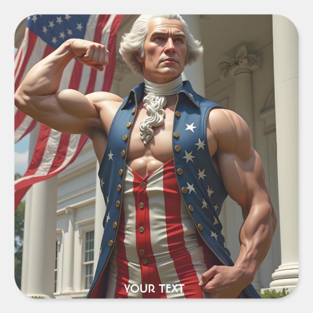 Fantasy Cute Flag Strong Man Square Sticker (Front)