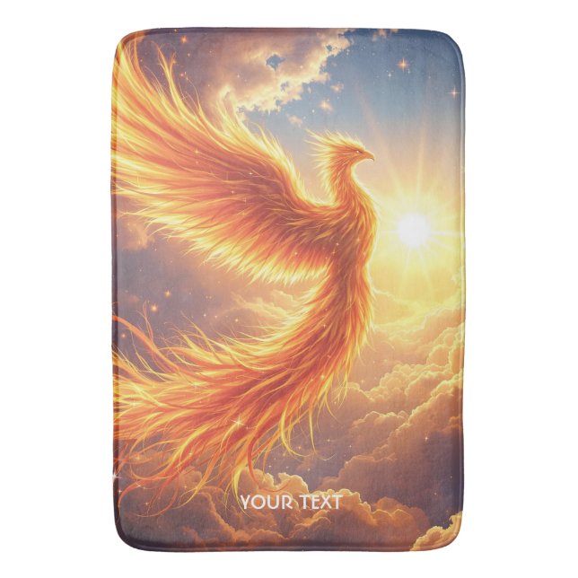 Fantasy Cute Flaming Phoenix Rises Bath Mat (Front Vertical)
