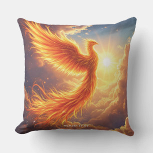 Fantasy Cute Flaming Phoenix Rises Cushion