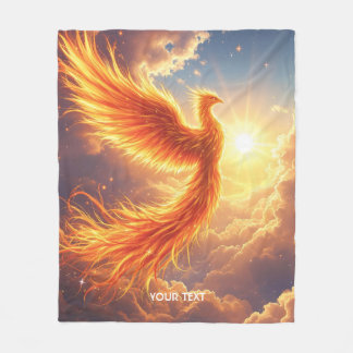 Fantasy Cute Flaming Phoenix Rises Fleece Blanket