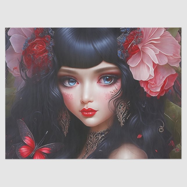 Fantasy Cute Flower Fairy Princess Decoupage Tissue Paper (Front)