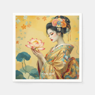 Fantasy Cute Flower Japanese Girl Napkin