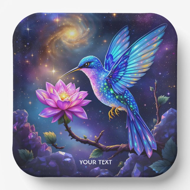 Fantasy Cute Flower Small Bird Paper Plate (Front)