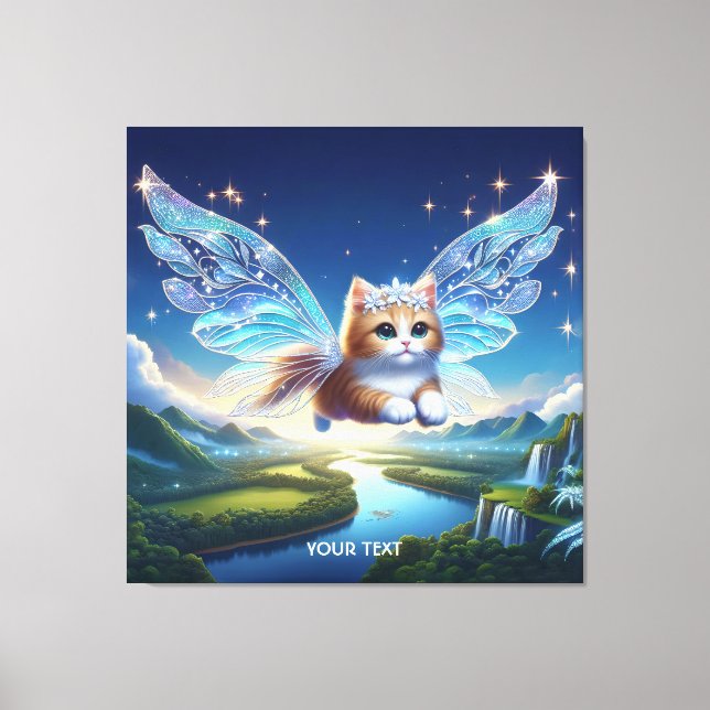 Fantasy Cute Flying Cat Wings  Canvas Print (Front)