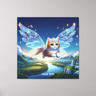 Fantasy Cute Flying Cat Wings Canvas Print