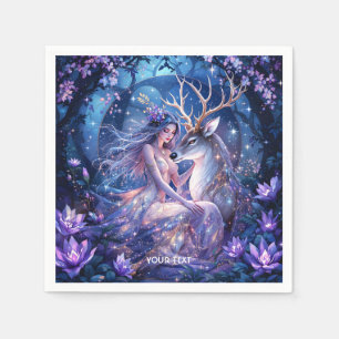Fantasy Cute Forest Deer Girl Napkin