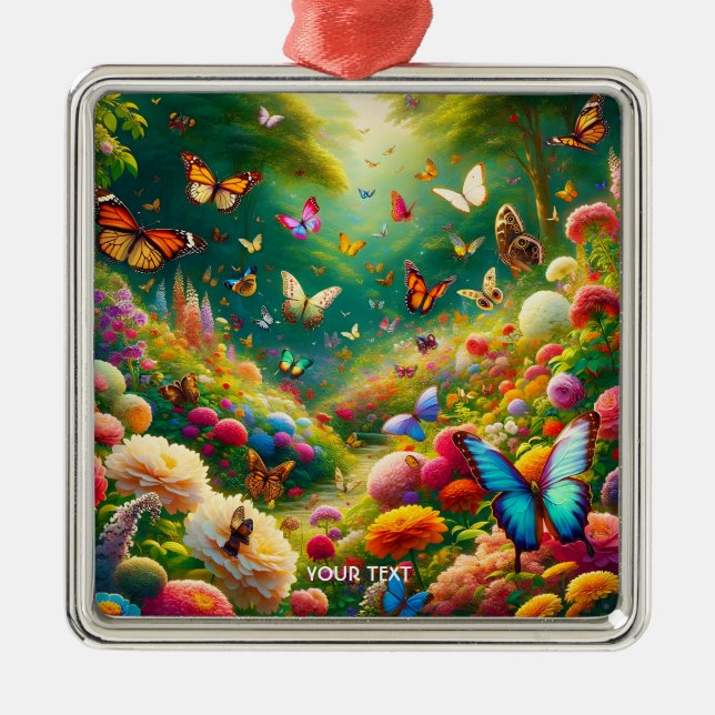 Fantasy Cute Forest Flowers Butterflies Metal Tree Decoration (Front)