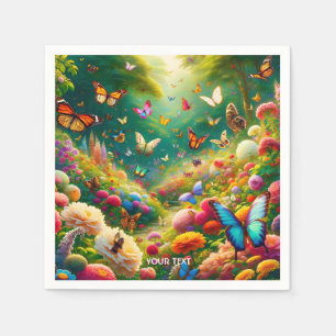 Fantasy Cute Forest Flowers Butterflies Napkin