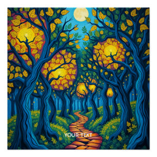 Fantasy Cute Forest Orange Road Poster