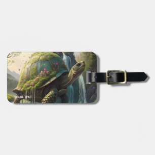 Fantasy Cute Forest Turtle Flowers Luggage Tag