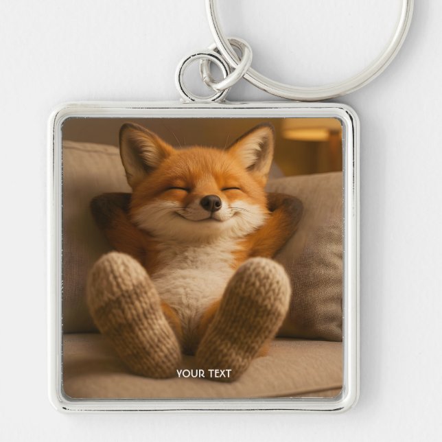 Fantasy Cute Fox And Socks Key Ring (Front)
