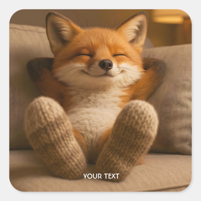 Fantasy Cute Fox And Socks Square Sticker (Front)