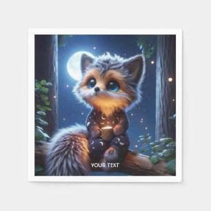 Fantasy Cute Fox Cub Coffee Napkin