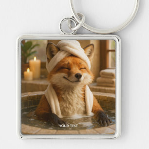 Fantasy Cute Fox In Spa Key Ring