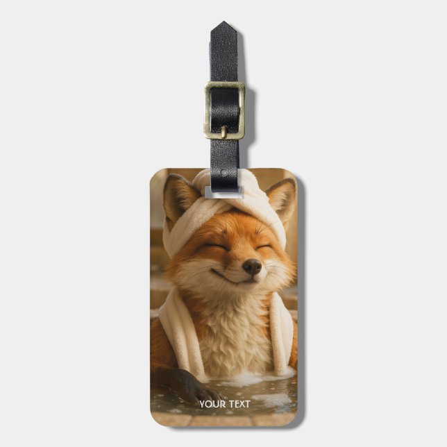 Fantasy Cute Fox In Spa Luggage Tag (Front Vertical)