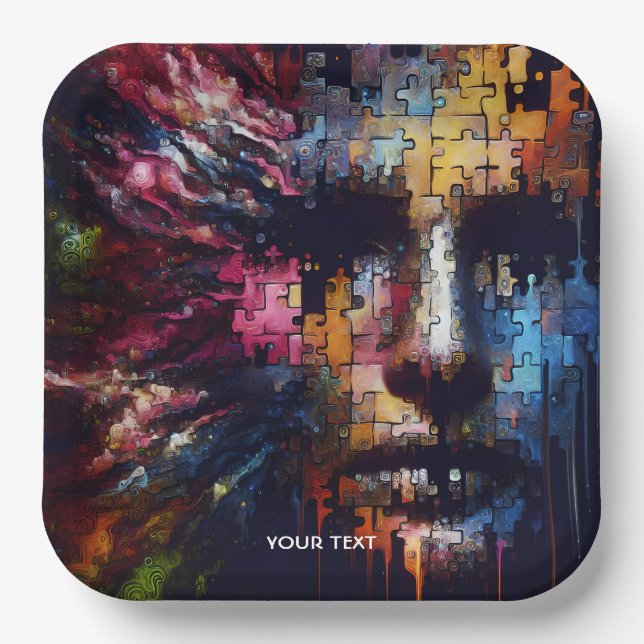 Fantasy Cute Fragments Man Face Paper Plate (Front)