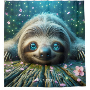 Fantasy Cute Friendly Laying Sloth Shower Curtain