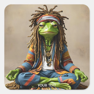 Fantasy Cute Frog Dreads Meditation Square Sticker