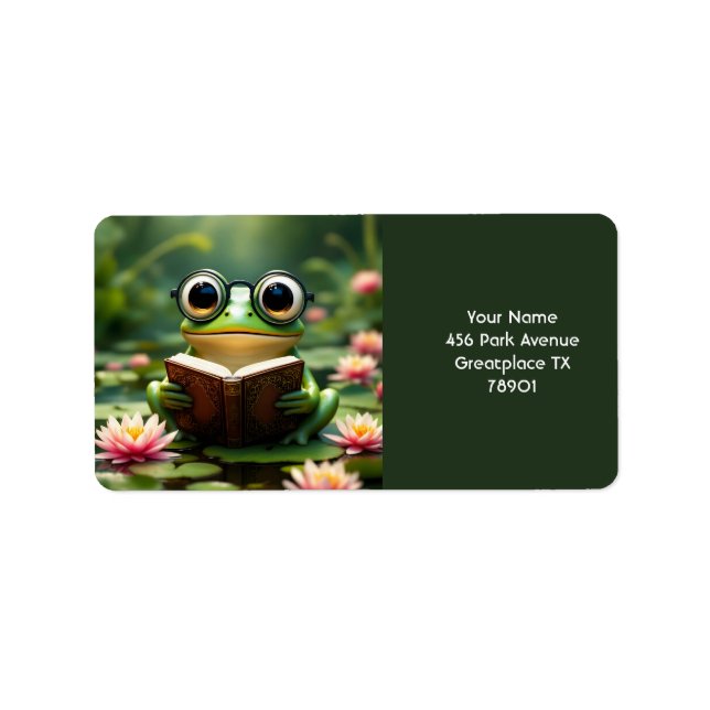 Fantasy Cute Frog Glasses Book Label (Front)