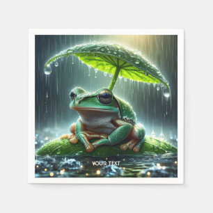 Fantasy Cute Frog Leaf Umbrella Napkin
