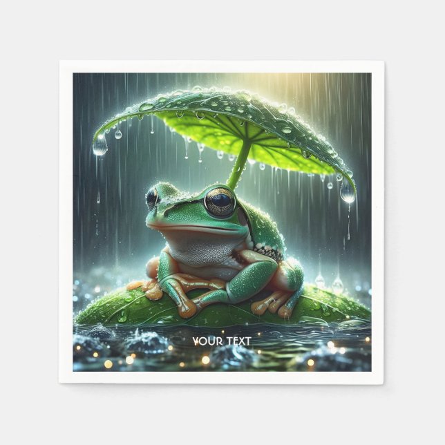 Fantasy Cute Frog Leaf Umbrella Napkin (Front)
