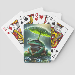 Fantasy Cute Frog Leaf Umbrella Playing Cards