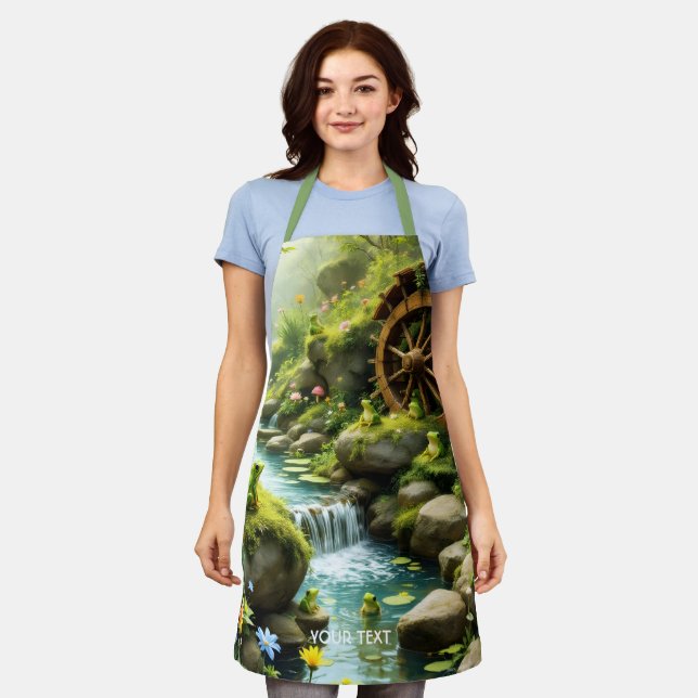 Fantasy Cute Frog River Forest Apron (Worn)