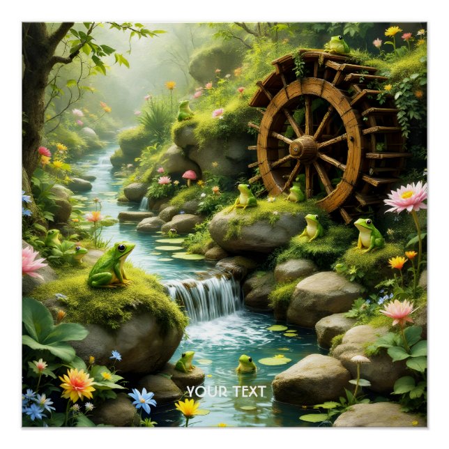 Fantasy Cute Frog River Forest Poster (Front)