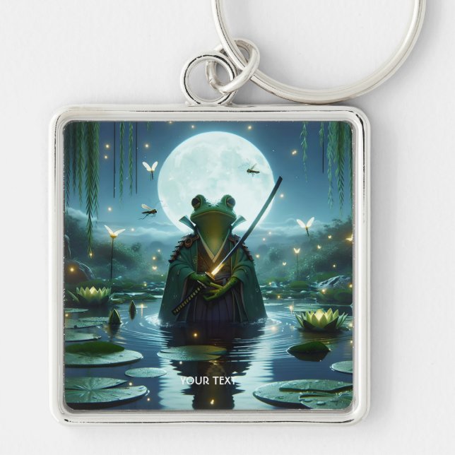 Fantasy Cute Frog Samurai Katana Key Ring (Front)