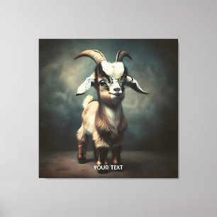 Fantasy Cute  Funny Baby Goat Canvas Print