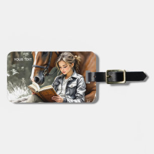 Fantasy Cute Garden Horse Girl Luggage Tag