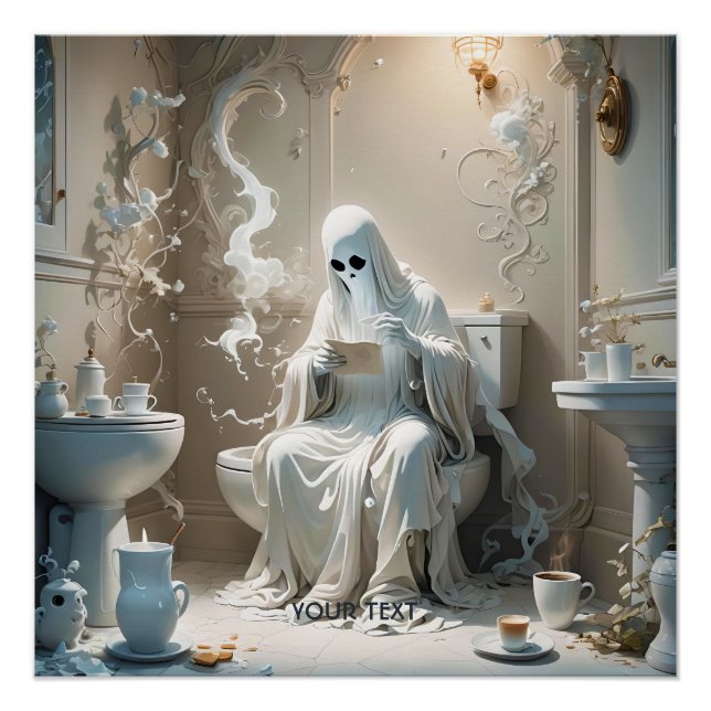 Fantasy Cute Ghost Bathroom Paper Poster (Front)